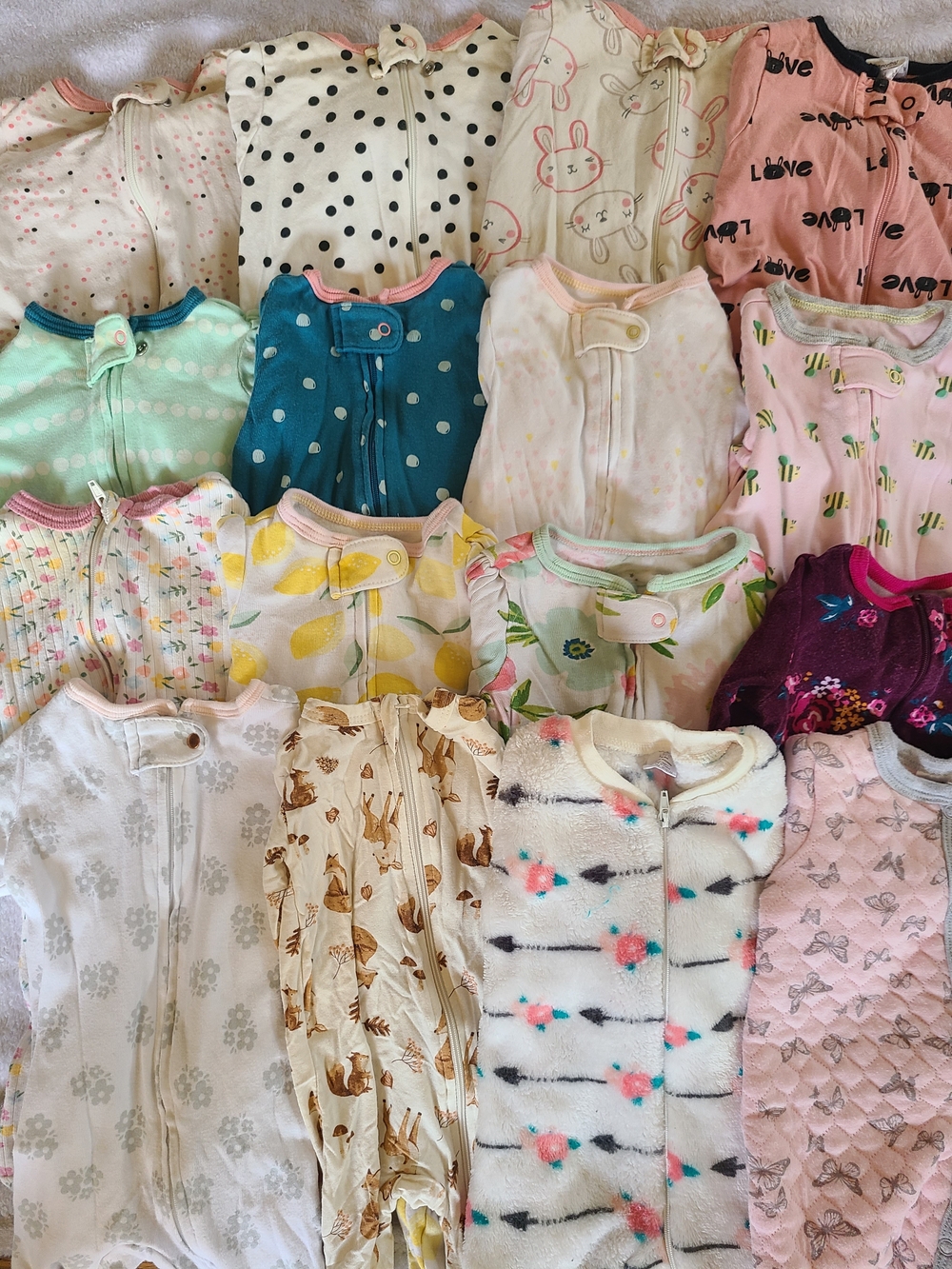 16 Baby Girl Sleepers - 0-3 Months